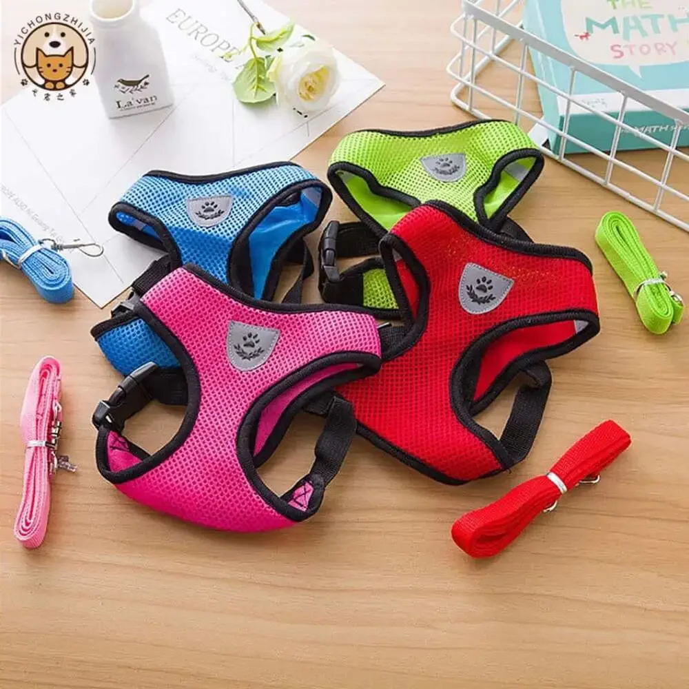 Dog Vest Walking Leash for Puppy Dog Cat Collar Polyester Adjustable Mesh Dog fo
